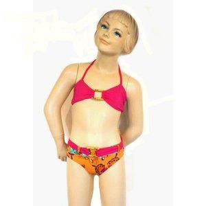 8 lk 6/6x NEW Submarine 2pc Fuschia &‎ Orange Floral Fun Swimsuit/Bikini Last 1